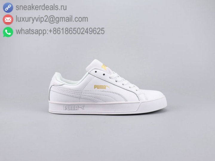 Puma Smash Vulc Low Unisex Sneakers White Leather Size 36-44